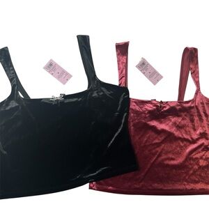 NWT Velvet Crop Tank Bundle | Black & Red | Size M